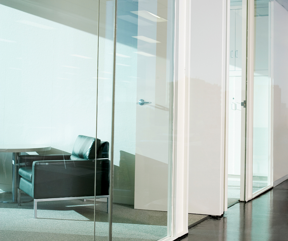 commercial interior glass in an office