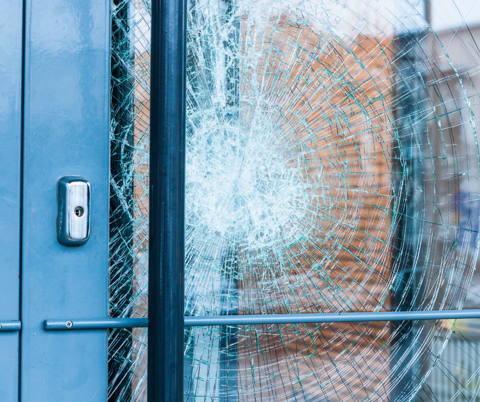 broken glass door